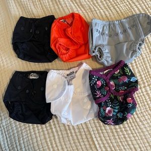 Lot of Six 6 Thirsties Snap Duo Wrap Diaper Covers Reusable Size 1 (6-18 lbs)